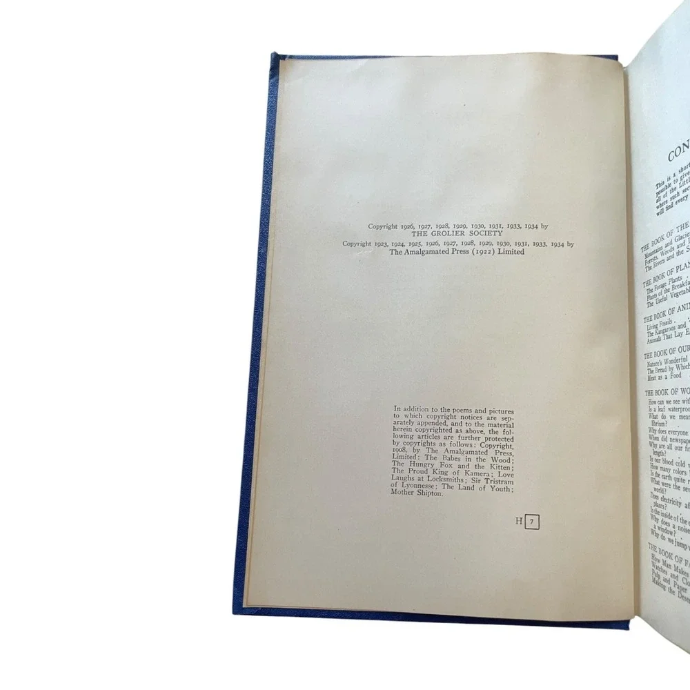 The Book of Knowledge Volume 7 Encyclopedia Vintage 1934 Blue Hardcover Grolier